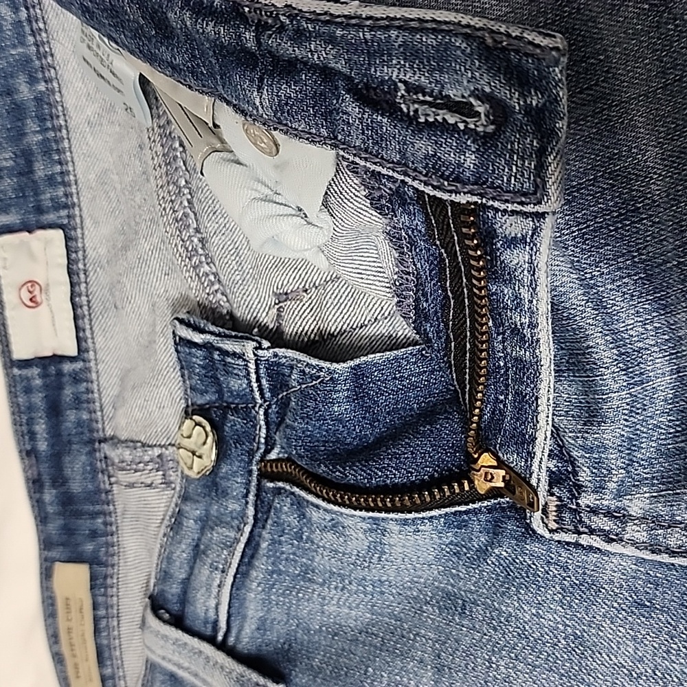 Ag Adriano Goldschmied Stevie cuff jeans Slim Straight cuffed Sz 25 Medium Wash - Picture 10 of 14